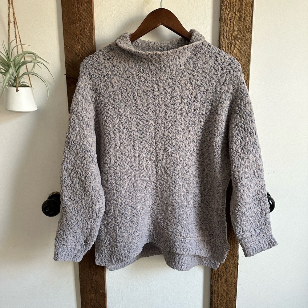 Gray Oversized Cowl Neck Sweater